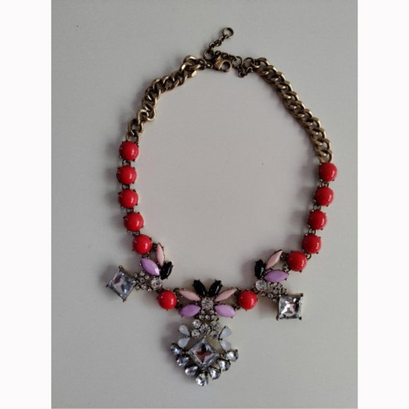 J.Crew Coral, Pink, Lavender + Crystal Necklace - Picture 3 of 3
